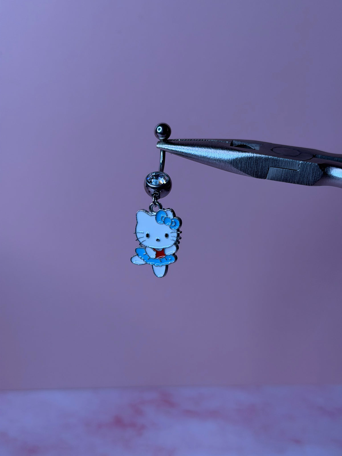 Blue Dancing Kitty Belly Ring