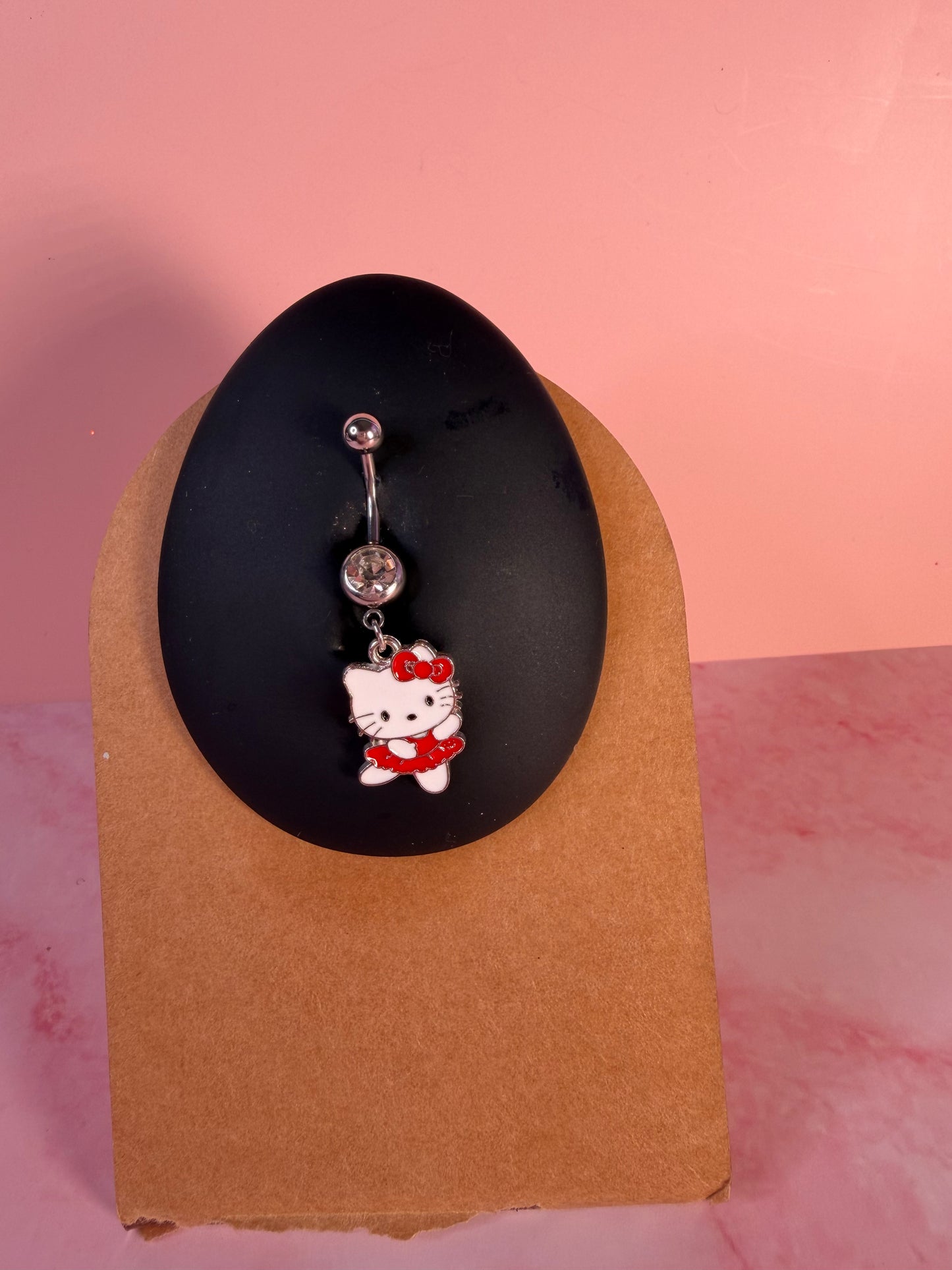 Red Dancing Kitty Belly Ring