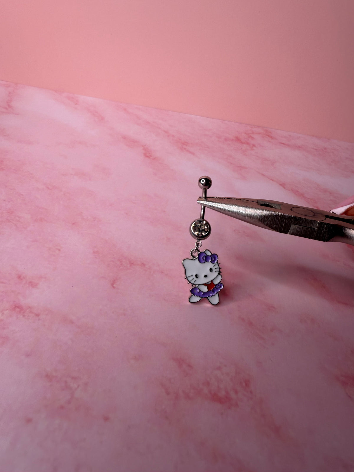Purple Dancing Kitty Belly Ring