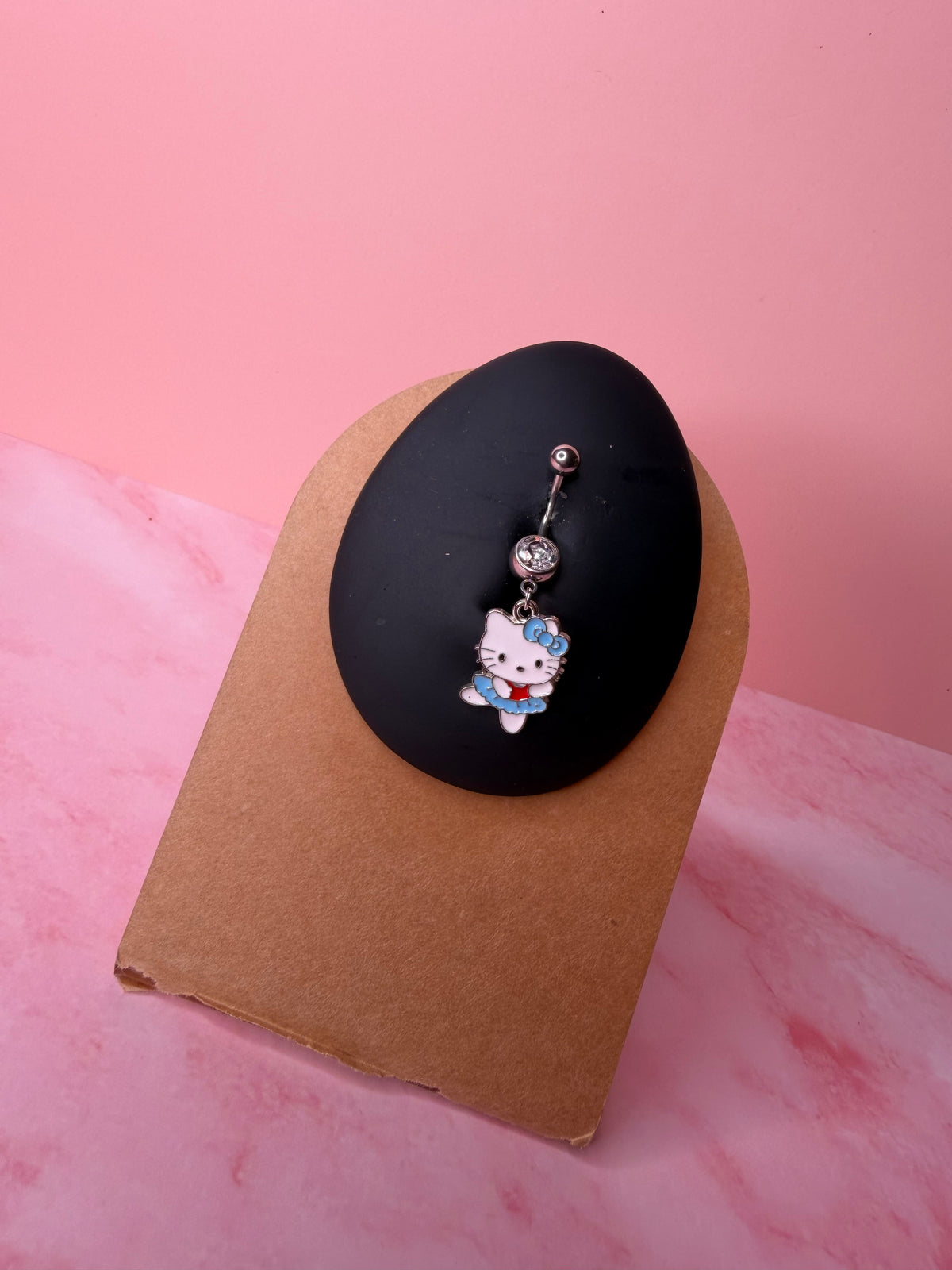 Blue Dancing Kitty Belly Ring