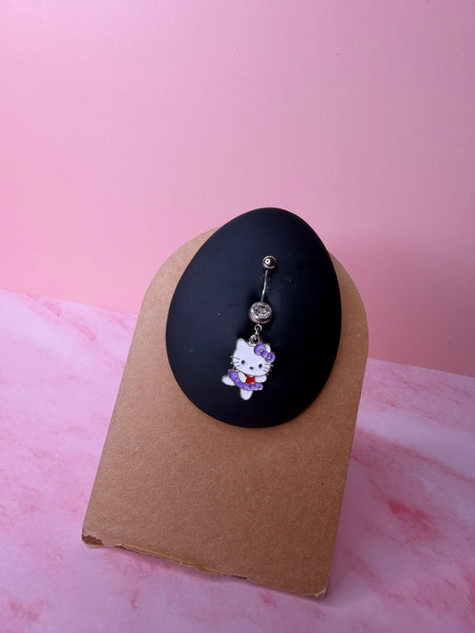 Purple Dancing Kitty Belly Ring