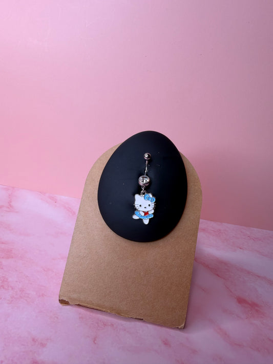 Blue Dancing Kitty Belly Ring