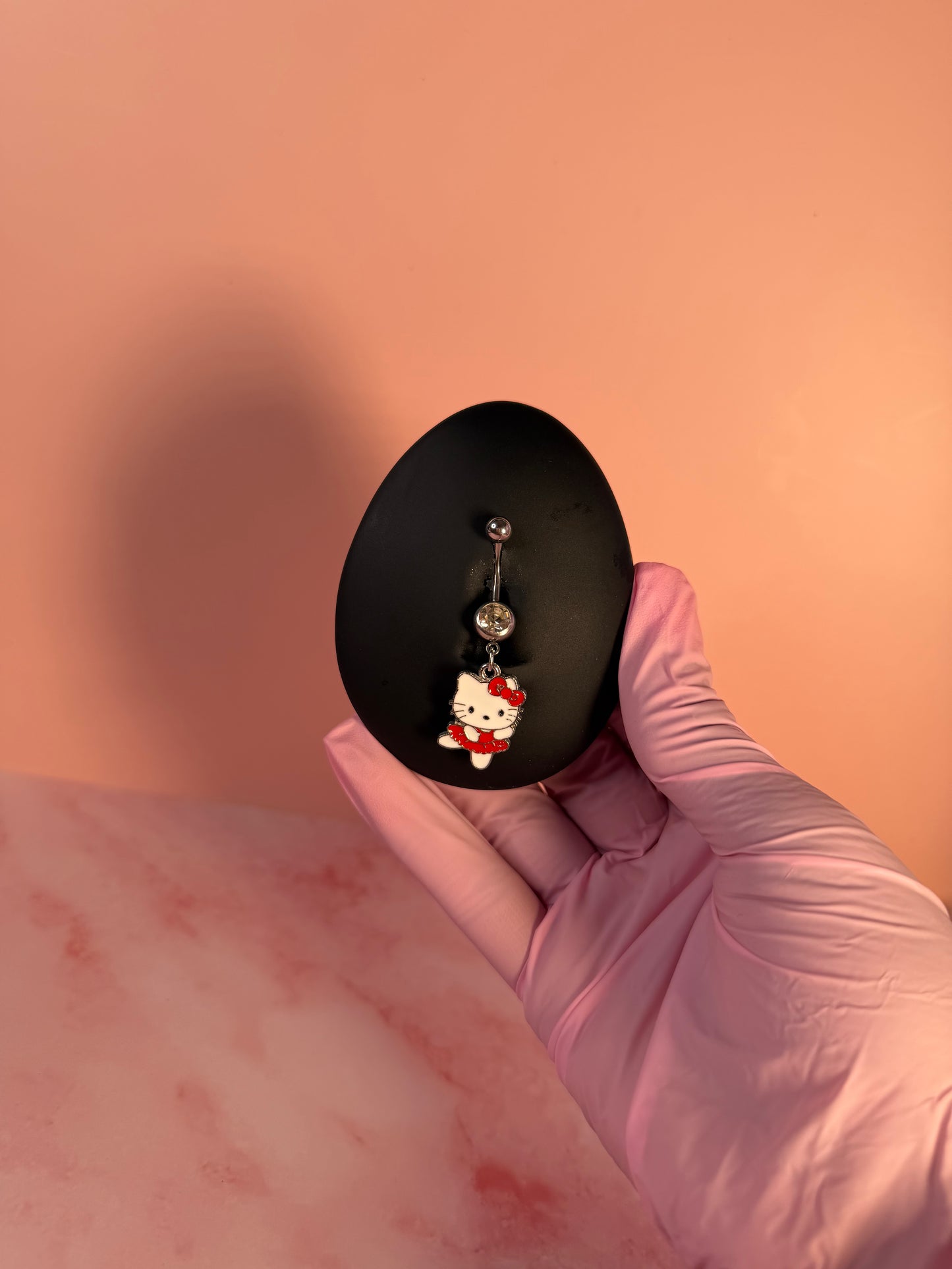 Red Dancing Kitty Belly Ring