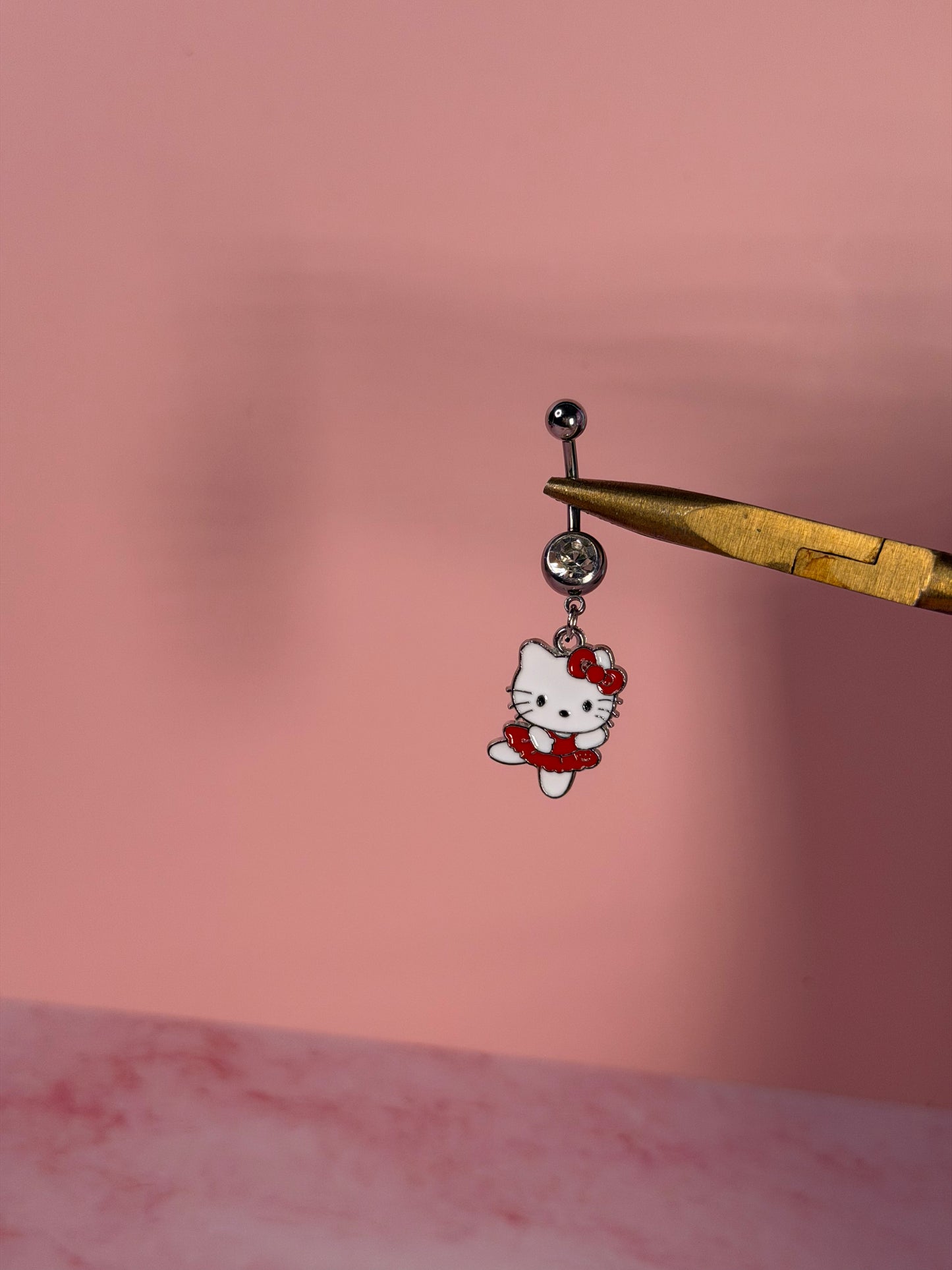 Red Dancing Kitty Belly Ring